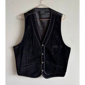 Sean John Mens Classic Sleeveless Button Down V-Neck Velvet Vest Black Sz XXL